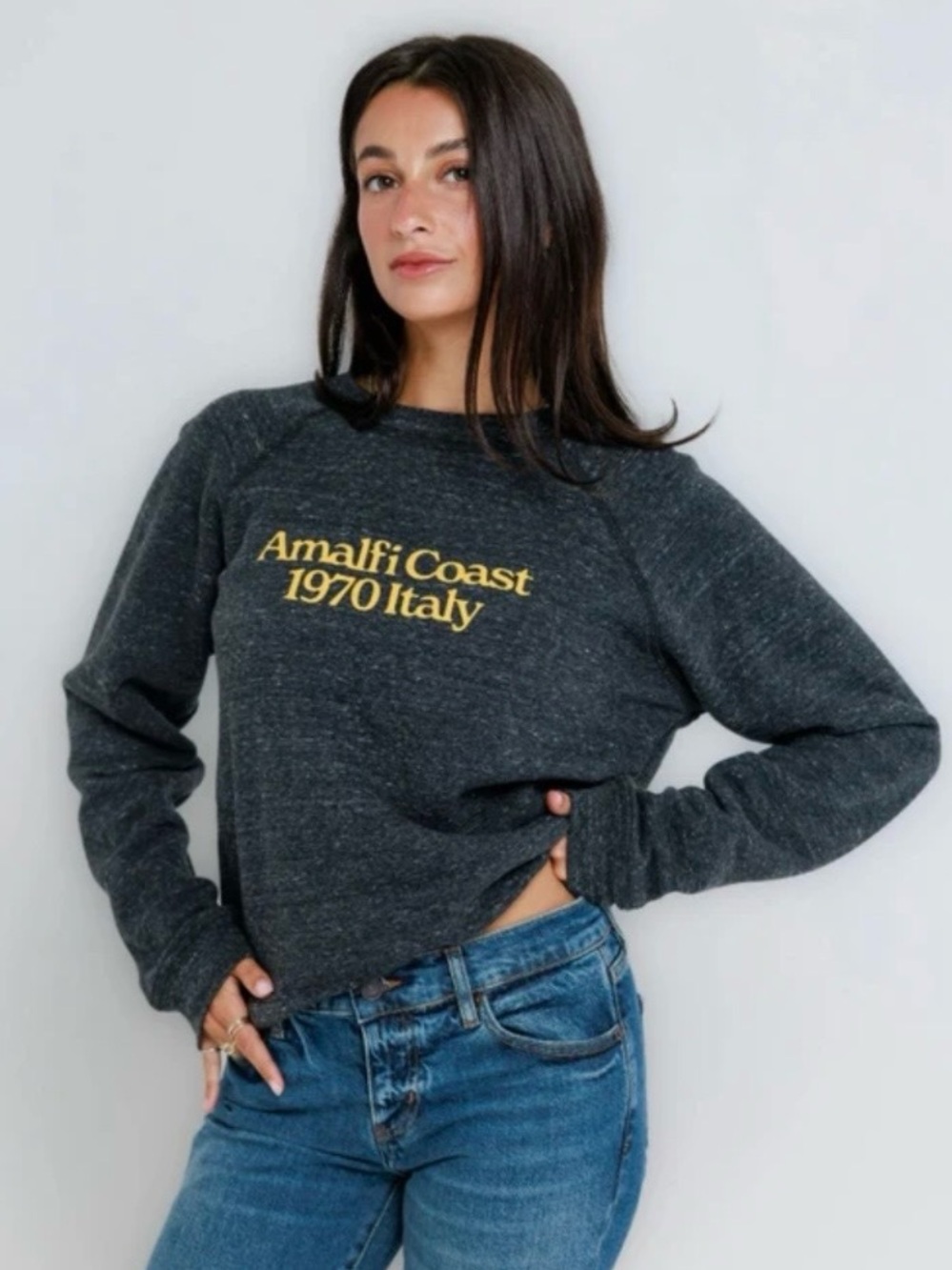 NWT Sunny Somewhere 'Amalfi Coast 1970 Italy' Graphic Crewneck Sweatshirt, Small - Picture 2 of 4